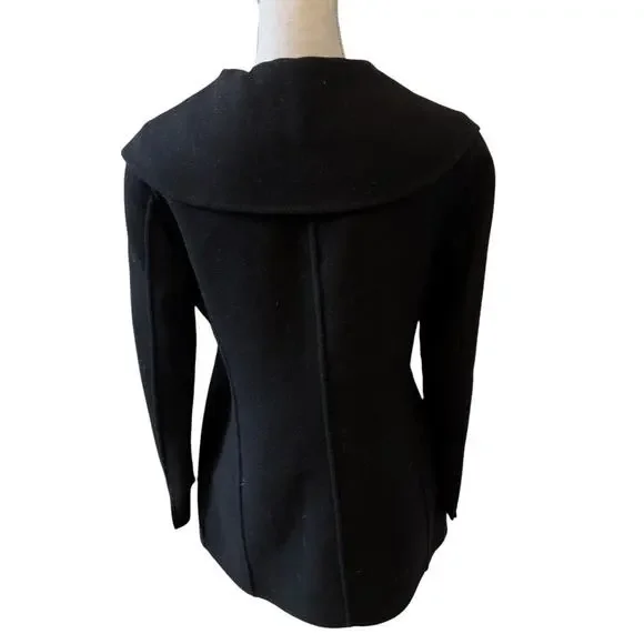 Talbots Lightweight Wool Shawl Collar Mid Length Coat Black 8P - Picture 4 of 6